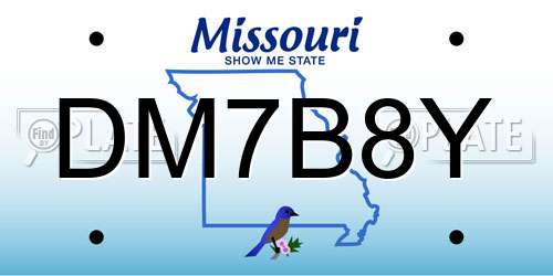 DM7B8Y Missouri License Plate