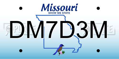 DM7D3M Missouri License Plate
