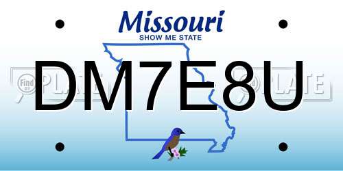 DM7E8U Missouri License Plate