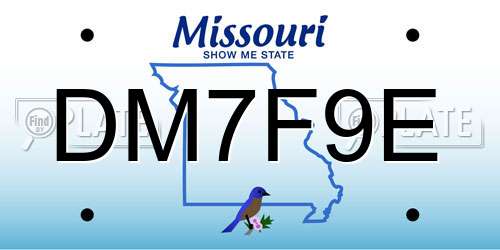 DM7F9E Missouri License Plate