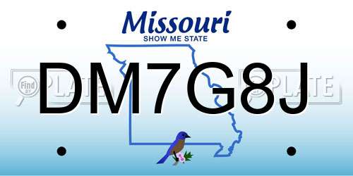 DM7G8J Missouri License Plate