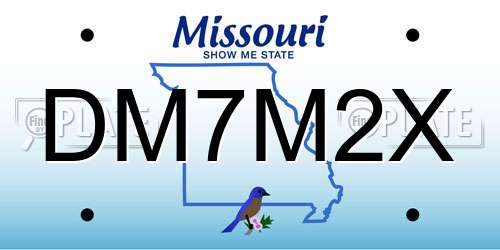 DM7M2X Missouri License Plate