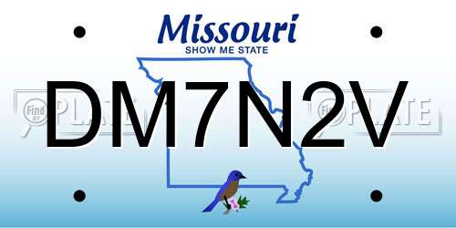 DM7N2V Missouri License Plate