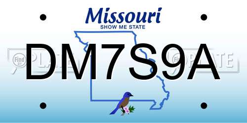 DM7S9A Missouri License Plate