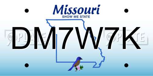DM7W7K Missouri License Plate