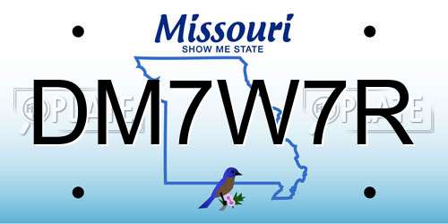 DM7W7R Missouri License Plate