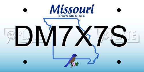 DM7X7S Missouri License Plate