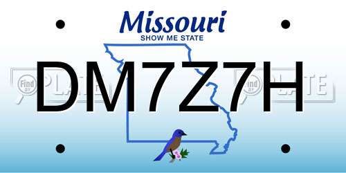 DM7Z7H Missouri License Plate