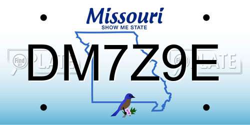 DM7Z9E Missouri License Plate