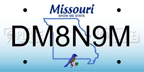 DM8N9M Missouri License Plate