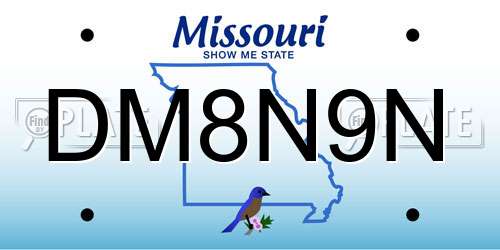 DM8N9N Missouri License Plate
