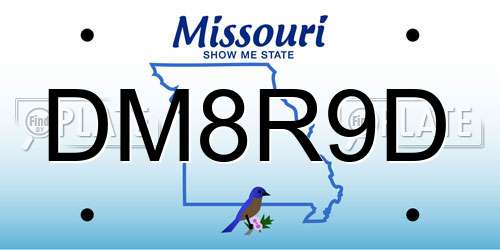 DM8R9D Missouri License Plate