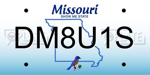 DM8U1S Missouri License Plate