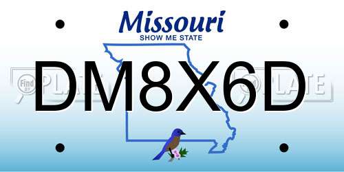 DM8X6D Missouri License Plate