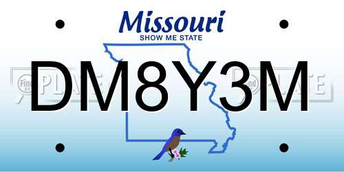 DM8Y3M Missouri License Plate