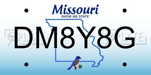 DM8Y8G Missouri License Plate