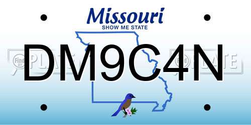 DM9C4N Missouri License Plate