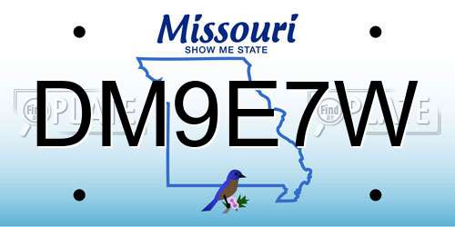 DM9E7W Missouri License Plate