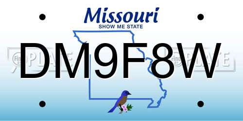 DM9F8W Missouri License Plate