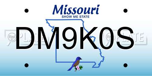 DM9K0S Missouri License Plate
