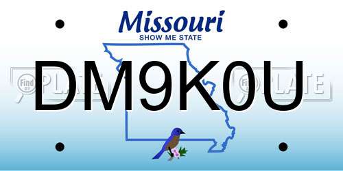 DM9K0U Missouri License Plate