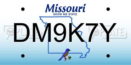 DM9K7Y Missouri License Plate