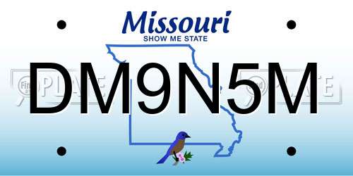 DM9N5M Missouri License Plate