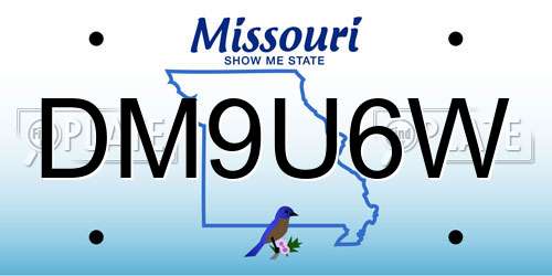 DM9U6W Missouri License Plate