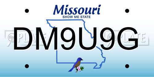 DM9U9G Missouri License Plate