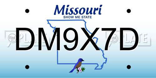 DM9X7D Missouri License Plate