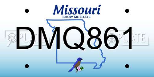 DMQ861 Missouri License Plate