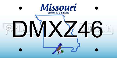 DMXZ46 Missouri License Plate