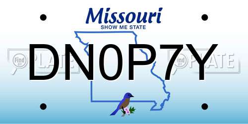 DN0P7Y Missouri License Plate