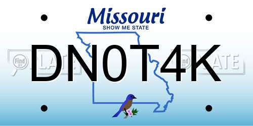 DN0T4K Missouri License Plate