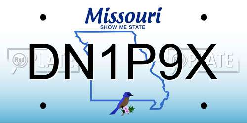 DN1P9X Missouri License Plate