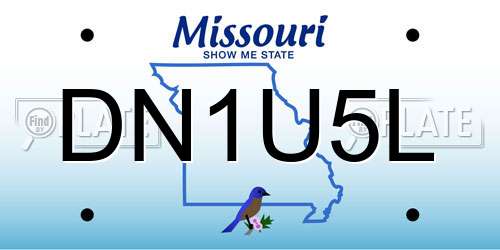 DN1U5L Missouri License Plate