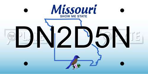 DN2D5N Missouri License Plate