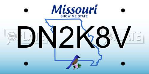 DN2K8V Missouri License Plate