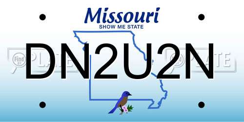 DN2U2N Missouri License Plate