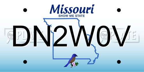 DN2W0V Missouri License Plate