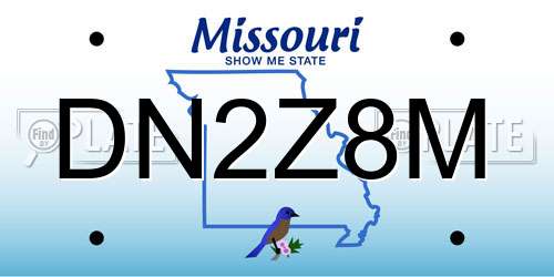 DN2Z8M Missouri License Plate