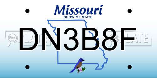 DN3B8F Missouri License Plate