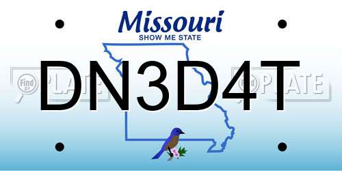 DN3D4T Missouri License Plate