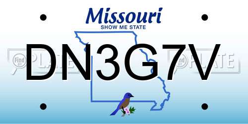 DN3G7V Missouri License Plate