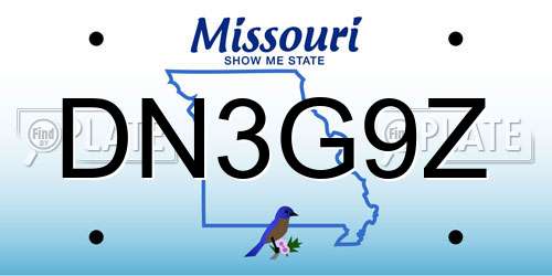 DN3G9Z Missouri License Plate