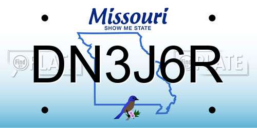 DN3J6R Missouri License Plate