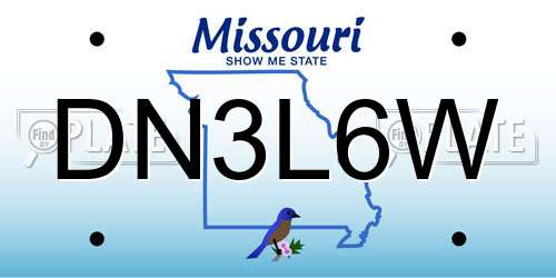DN3L6W Missouri License Plate