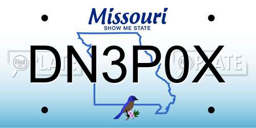 DN3P0X Missouri License Plate