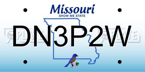 DN3P2W Missouri License Plate