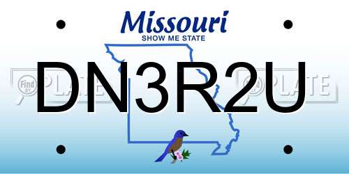 DN3R2U Missouri License Plate